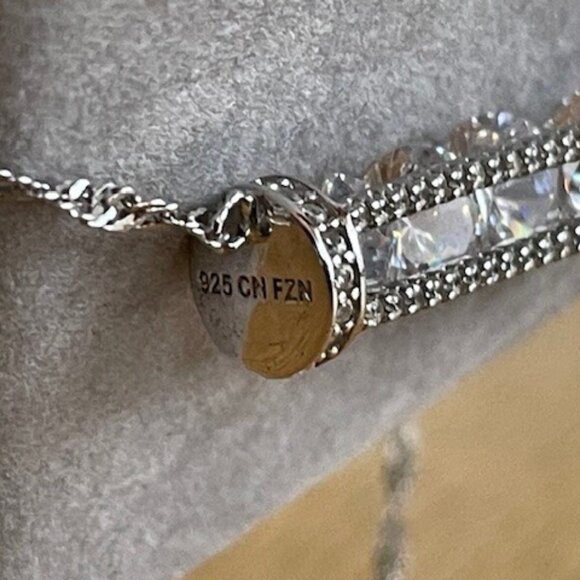 STERLING SILVER & CUBIC ZIRCONIA DESIGNER NECKLACE Fuzion Creations NEW 85 Gems - Picture 7 of 16